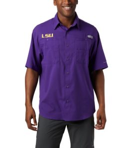 Columbia-Mens Collegiate PFG Tamiami™ Short Sleeve Shirt – Tall – Louisiana-1277023_LSU-columbia coats