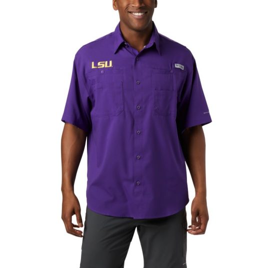 Columbia-Mens Collegiate PFG Tamiami™ Short Sleeve Shirt - Tall - Louisiana-1277023_LSU-columbia coats