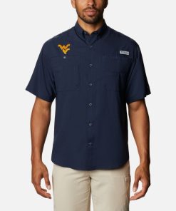 Columbia-Mens Collegiate PFG Tamiami™ Short Sleeve Shirt –  West Virginia-1277021_WV-columbia jacket women