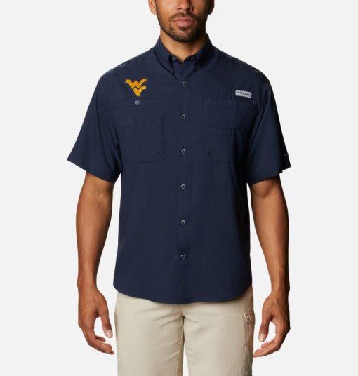 Columbia-Mens Collegiate PFG Tamiami™ Short Sleeve Shirt -  West Virginia-1277021_WV-columbia jacket women