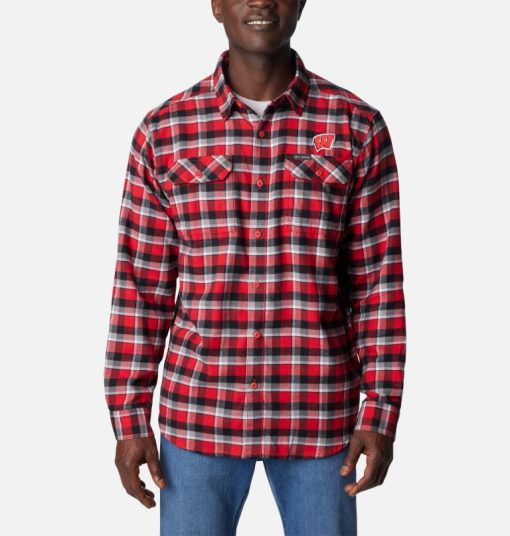 Columbia-Mens Collegiate Flare Gun™ Flannel Long Sleeve Shirt - Wisconsin-1561651_WIS-columbia men's jackets and coats