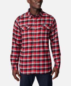 Columbia-Mens Collegiate Flare Gun™ Flannel Long Sleeve Shirt – Georgia-1561651_UGA-columbia ski jacket