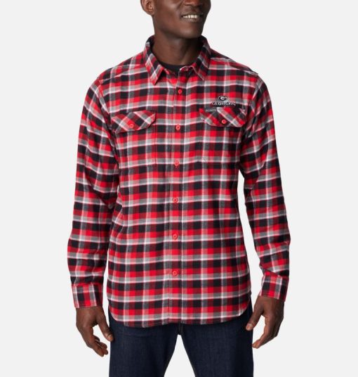 Columbia-Mens Collegiate Flare Gun™ Flannel Long Sleeve Shirt - Georgia-1561651_UGA-columbia ski jacket