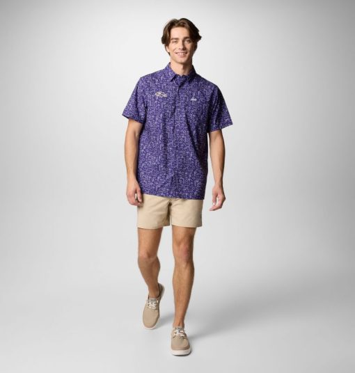 Columbia-Mens PFG Super Slack Tide™ Short Sleeve Shirt - Baltimore Ravens-OCS0264_BR-columbia boots - Image 2