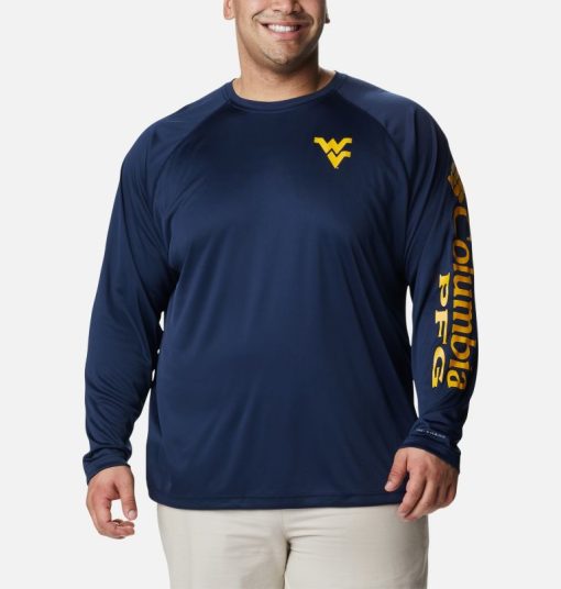 Columbia-Mens Collegiate PFG Terminal Tackle™ Long Sleeve Shirt - Big - West Virginia-1892212_WV-columbia raincoat