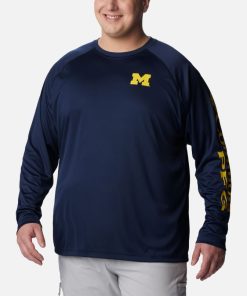 Columbia-Mens Collegiate PFG Terminal Tackle™ Long Sleeve Shirt – Big – Michigan-1892212_UM-columbia hats