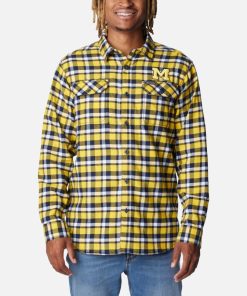 Columbia-Mens Collegiate Flare Gun™ Flannel Long Sleeve Shirt – Michigan-1561651_UM-columbia hoodie