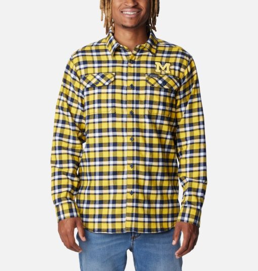 Columbia-Mens Collegiate Flare Gun™ Flannel Long Sleeve Shirt - Michigan-1561651_UM-columbia hoodie