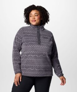 Columbia-Womens Benton Springs™ Printed Half Snap Fleece Pullover – Plus Size-2085612-columbia shirt