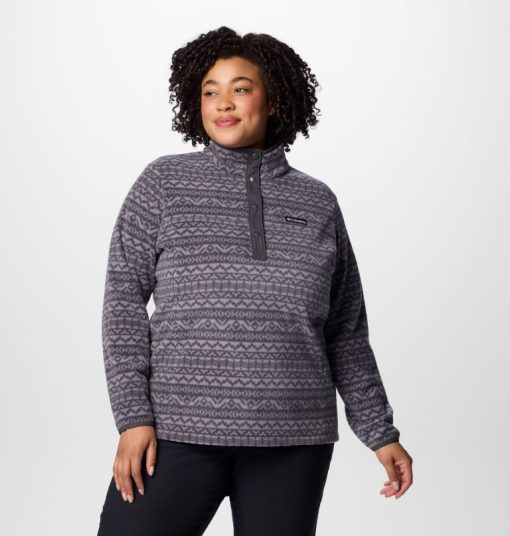 Columbia-Womens Benton Springs™ Printed Half Snap Fleece Pullover - Plus Size-2085612-columbia shirt