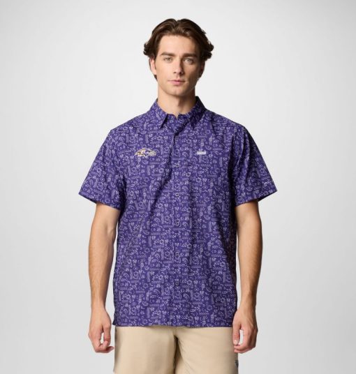 Columbia-Mens PFG Super Slack Tide™ Short Sleeve Shirt - Baltimore Ravens-OCS0264_BR-columbia boots