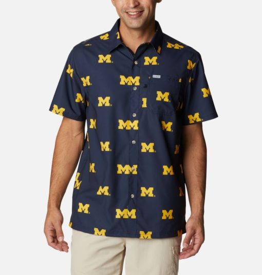 Columbia-Mens Collegiate PFG Super Slack Tide™ Shirt - Michigan-1892201_UM-columbia hat