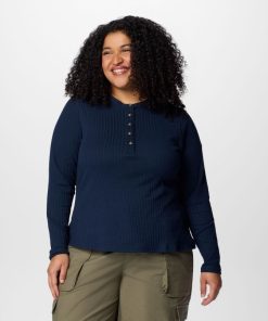 Columbia-Womens Brea Falls™ Henley Long Sleeve Shirt – Plus Size-2086172-columbia jackets women