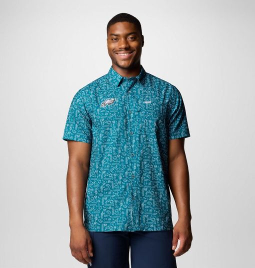 Columbia-Mens PFG Super Slack Tide™ Short Sleeve Shirt - Philadelphia Eagles-OCS0264_PE-columbia jacket men